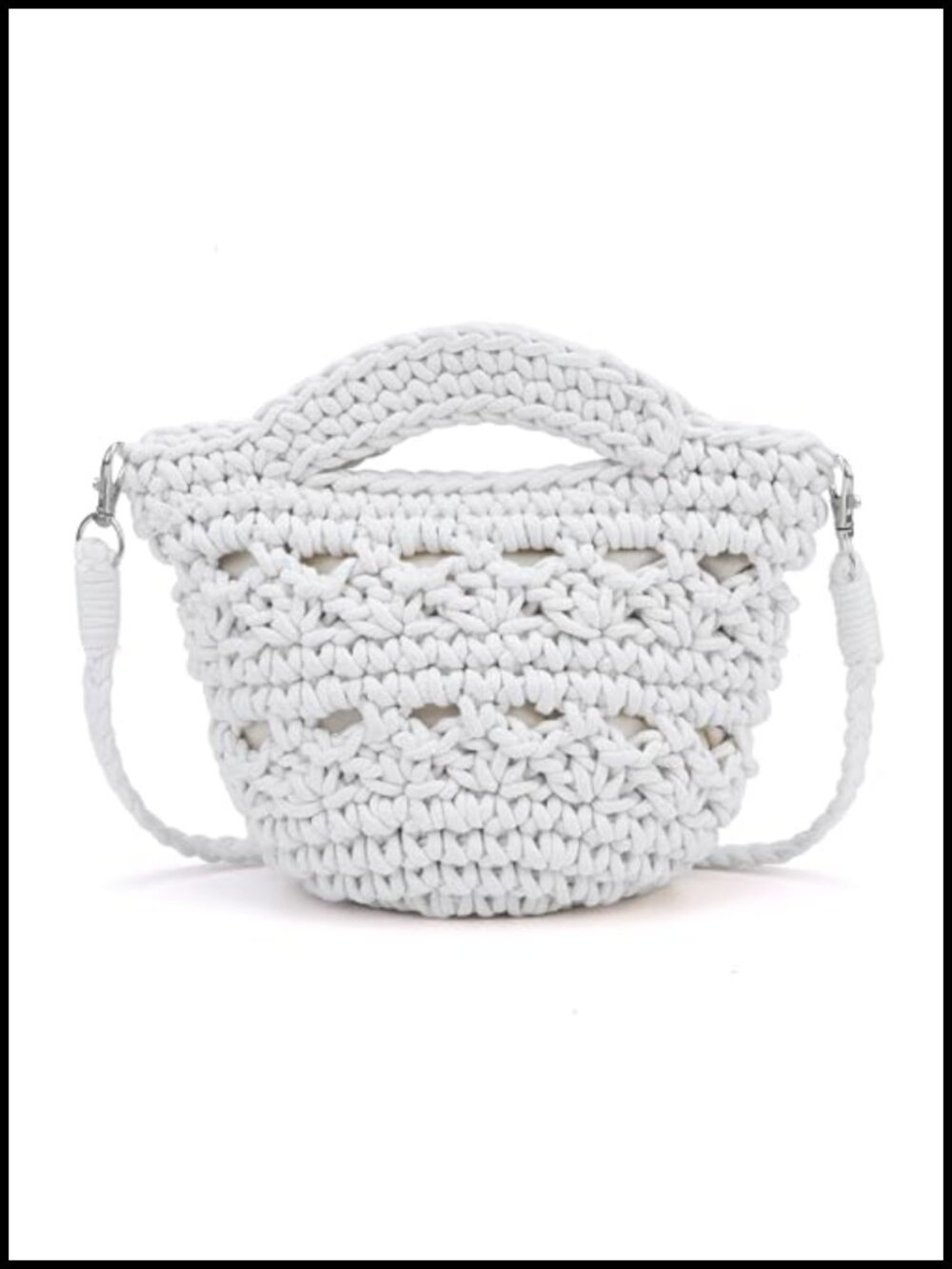 Hand-Knitted Woven Cotton Crossbody Bag Boho Beach Purse